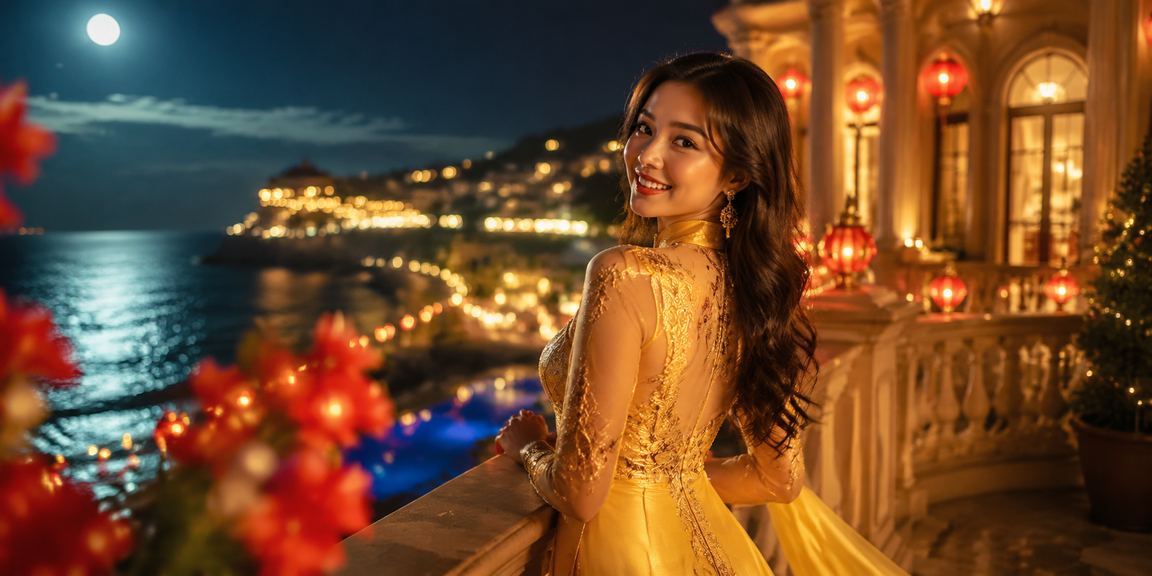 Không khí giải trí casino buổi tối tại Đà Lạt với trang phục áo dài truyền thống
